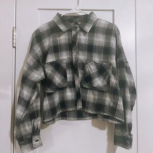 Ci Sono navy and White cropped flannel